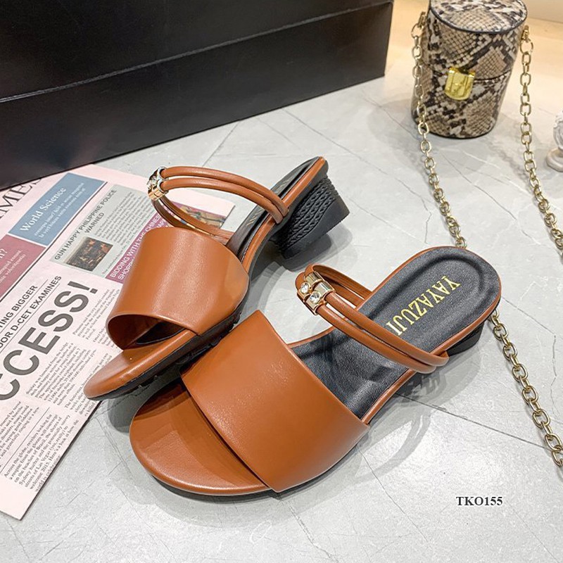 Sandals nữ, Dép quai ngang bản to Hàn Quốc, gót cao 5cm, siêu êm, hống trượt, phù hợp đi chơi đi làm TKO155