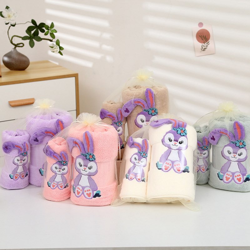 Bộ Khăn Tắm / Khăn Mặt 2 Trong 1 Bằng cotton In Họa Tiết Stella Lou Dễ Thương Cho Bé