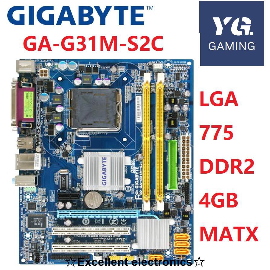 Bảng Mạch Chủ Ggabyte GA-G31M-S2C G31 LG Cho Core 2 DDR2 4G Micro ATX Sử Dụng