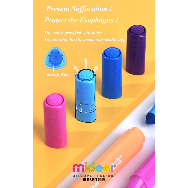 Bút Lông Màu Thân To Dễ Cầm Nguyên Liệu An Toàn Dễ Dàng Tẩy Rửa Mideer - Washable Marker Mideer