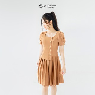 Váy cổ U dập ly CCHAT
