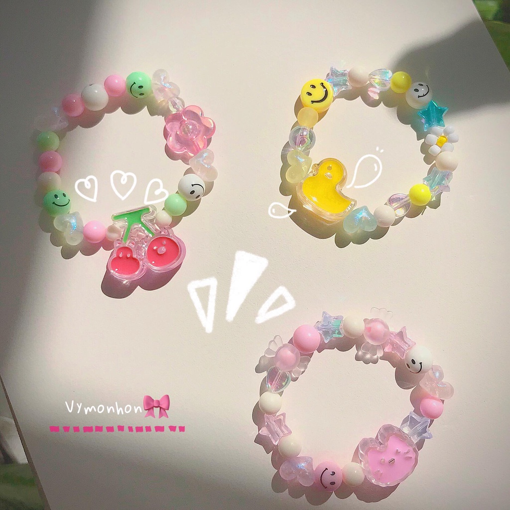 Vòng Tay Charm Vịt Vàng, Cherry, Mèo Hồng siêu đáng yêu