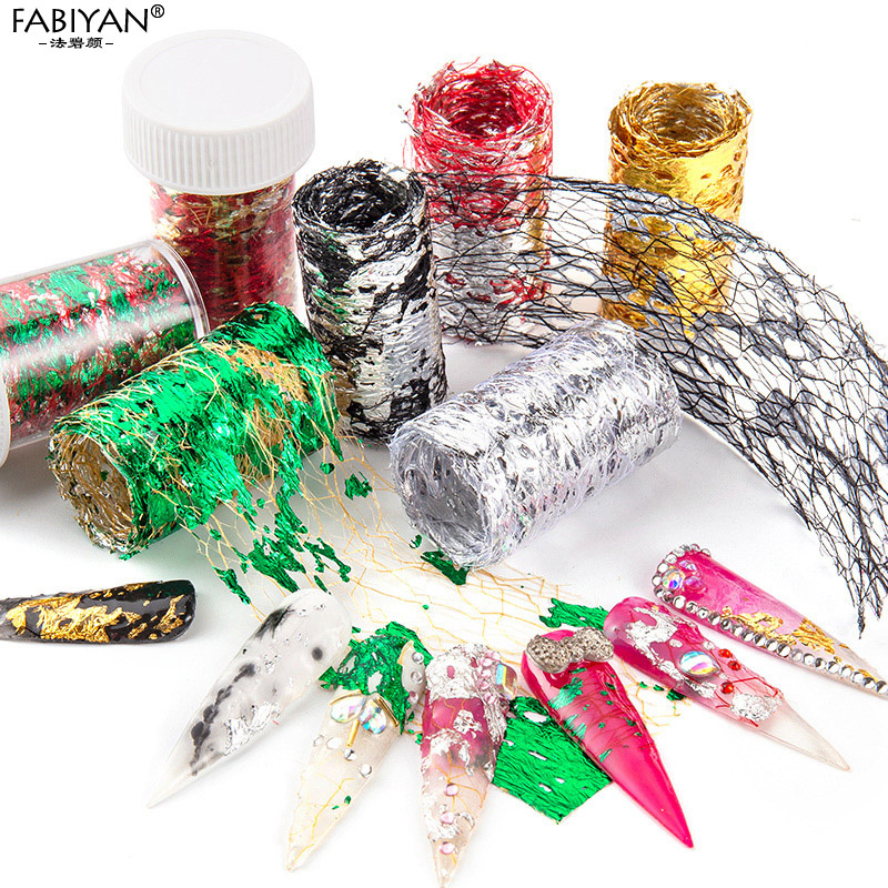 Set 1/5/10 lọ nhãn dán FABIYAN họa tiết 3D trang trí móng tay nghệ thuật DIY