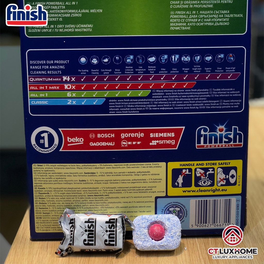 1 Viên rời rửa chén bát Finish All In One - Hàng chính hãng