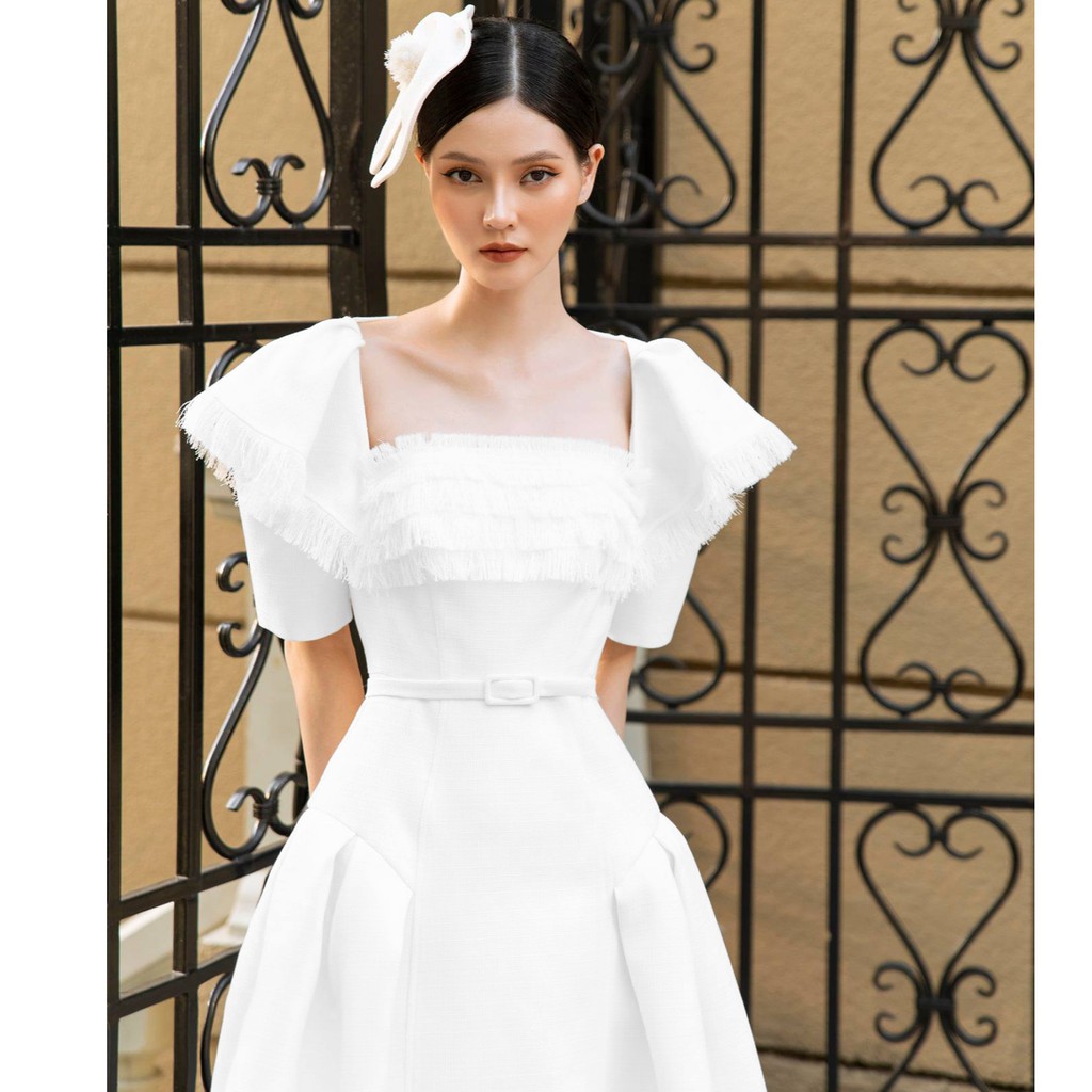 Đầm Tweed đi tiệc sang trọng thiết kế dáng xòe cổ điển | BigBuy360 - bigbuy360.vn