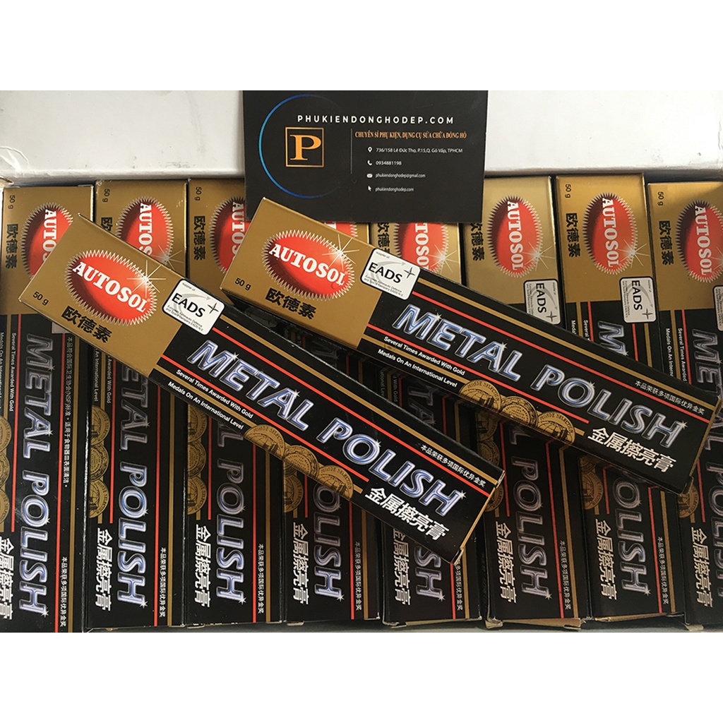 Autosol Metal Polish 50g Kem đánh bóng làm mới kim loại, dây đồng hồ, inox, nhôm