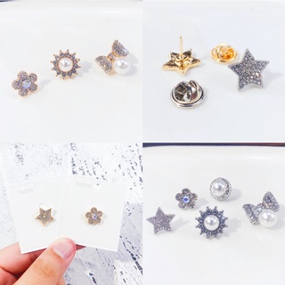 Ghim Cài Áo Hình Nơ Đính Đá Ngọc Trai Thời Trang