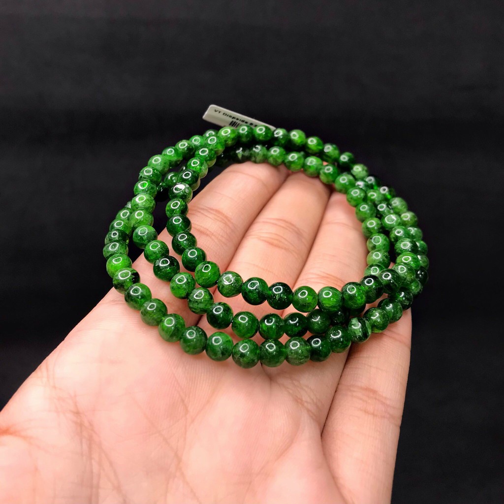 Vòng tay chuỗi hạt Diopside 8 ly xanh ngọc chuẩn thiên nhiên VT600 - Hợp mệnh Mộc, Hỏa