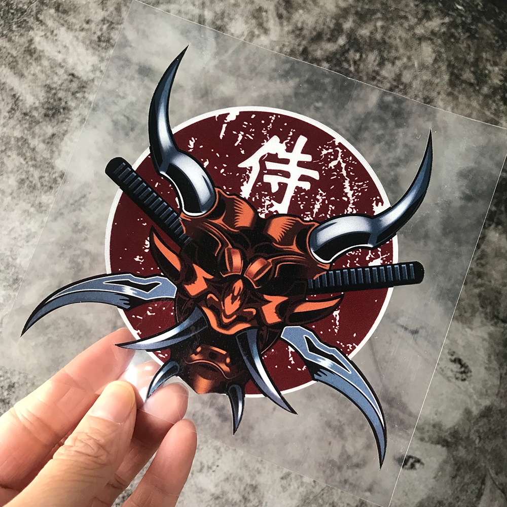 Miếng Dán Đề Can Phản Quang Chống Nước Hình Samurai Nhật Bản Cho Xe Hơi Xe Máy Xe Đạp