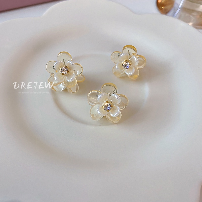 DREJEW Kẹp tóc đính đá kim cương hình hoa nhỏ xinh xắn dễ phối đồ cho nữ