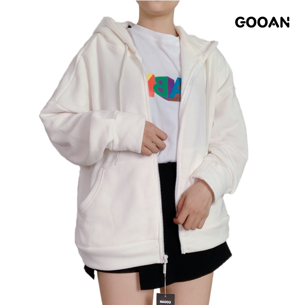 Áo khoác chống nắng nỉ bông nữ đẹp trơn form rộng basic ulzzang unisex - Gooan | BigBuy360 - bigbuy360.vn