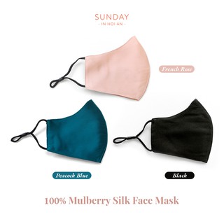 Set 3 Khẩu Trang SUNDAY Lụa Mulberry 100% Cao Cấp Chống Lão Hóa Và Dưỡng Da | Set Of 3 SUNDAY Mulberry Silk Face Mask