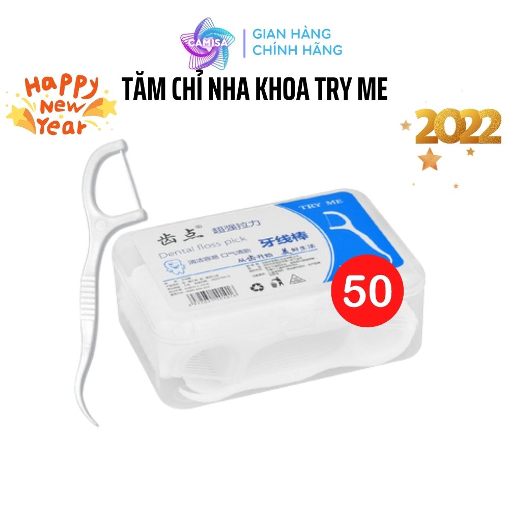 Tăm Chỉ Nha Khoa Try Me Hộp 50 Chiếc Chăm Sóc Vệ Sinh Răng Miệng ANVIHOM