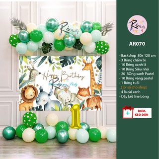 Set Bóng trang trí sinh nhật chủ đề rừng xanh