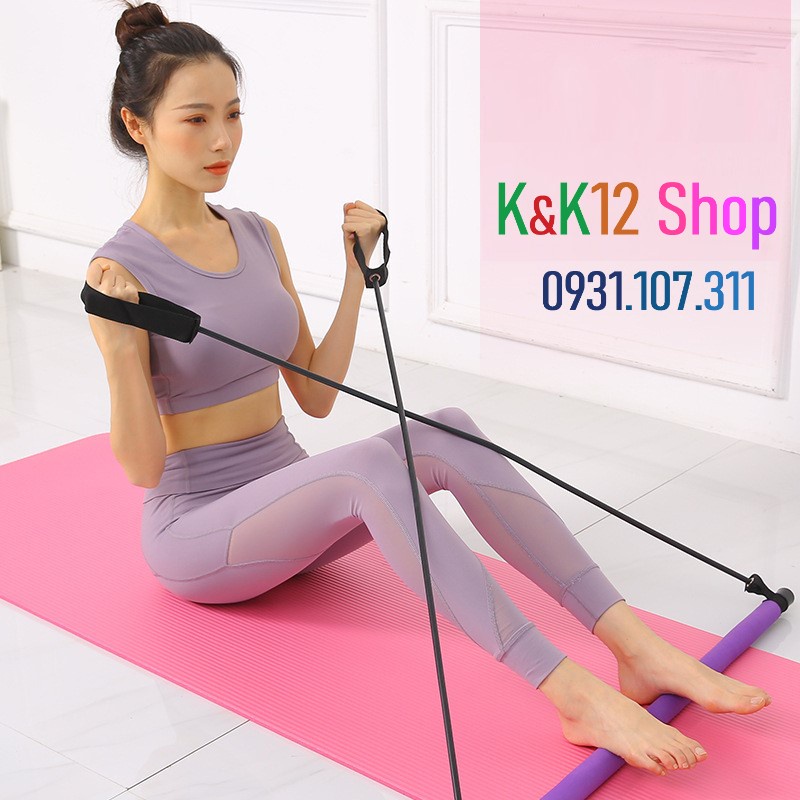 [ Độc quyền] Thanh tập yoga. Thanh tập cơ Mông Đùi pilates bar Topbody có dây kháng lực dụng cụ tập toàn thân.