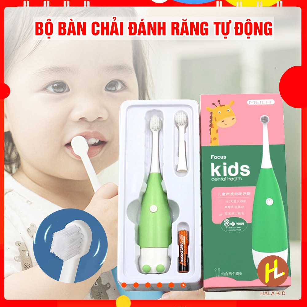 Bộ Bàn chải đánh răng tự động KIDS/ Bàn chải điện cho bé đầu mềm- QATE0110