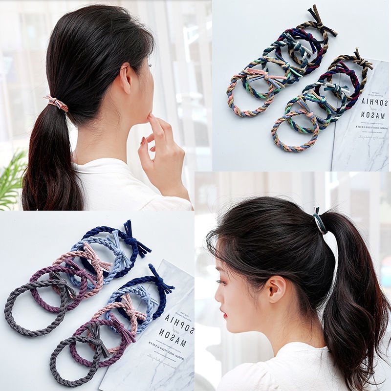 Dây Buộc Tóc Dày Dặn Co Giãn Tốt Phối Màu Độc Đáo Thời Trang Cho Nữ