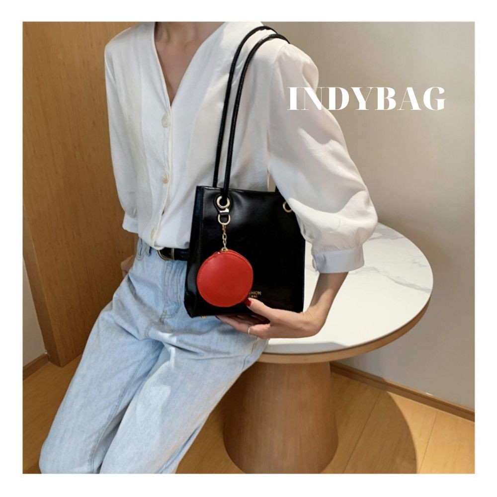 [HÀNG ORDER SẴN TRẮNG]Túi Tote Da Trơn Phối Dây Treo  Kiểu Pháp Cổ Điển Thanh Lịch Mini Túi Xách Indybag T