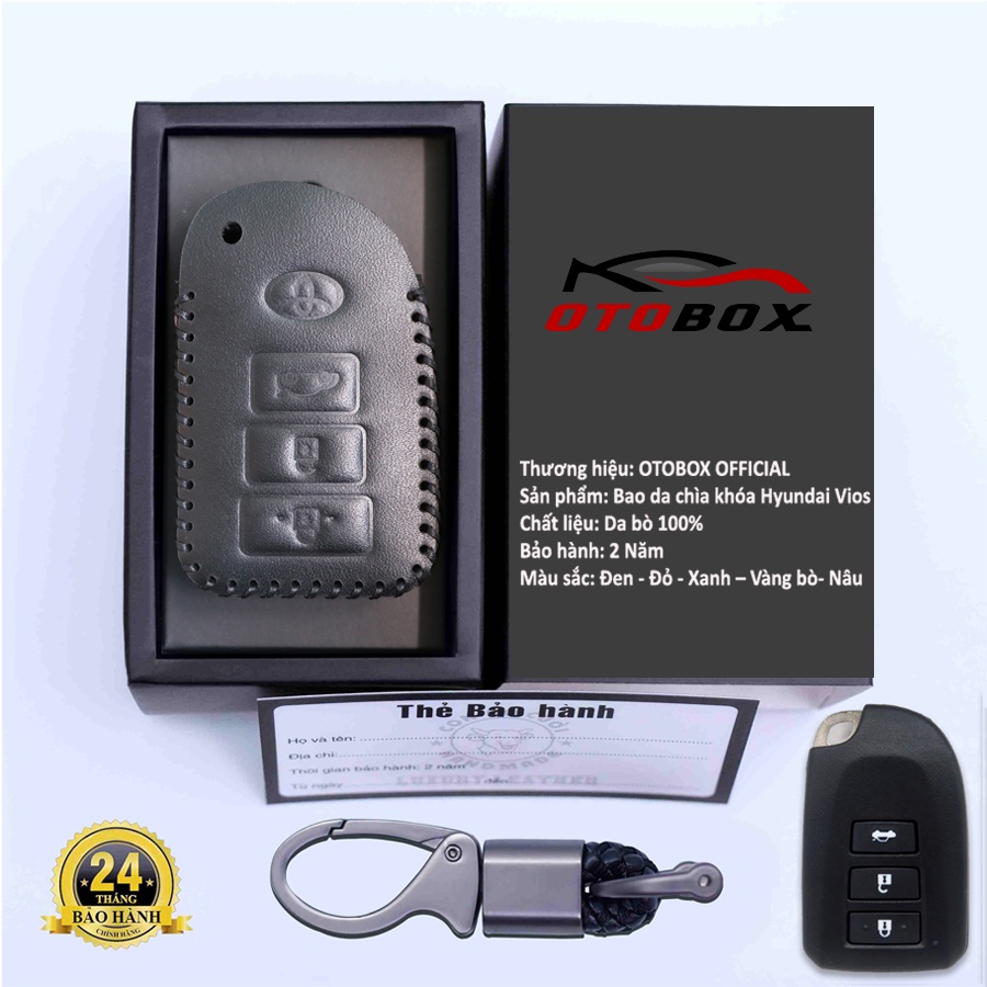 Bao da chìa khóa ô tô xe hơi Toyota vios g, bọc bảo vệ chìa khóa smartkey chống xước chống va đập chính hãng OTOBOX