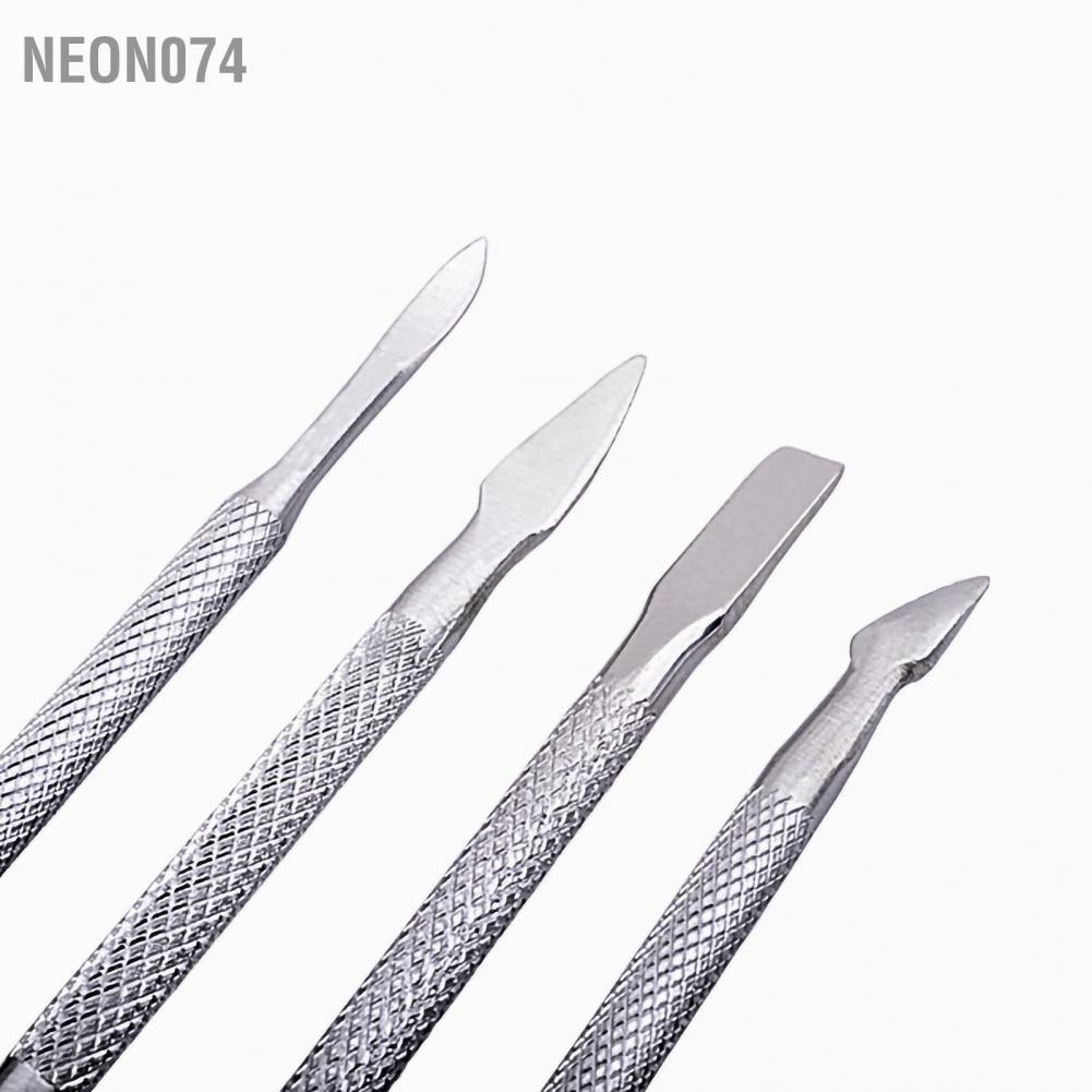 Neon074 Neon074 4 cái Dụng cụ đẩy lớp biểu bì Chất liệu thép không gỉ Có kết cấu Hình thức nhỏ gọn Lớp Máy cắt móng tay cho Thẩm mỹ viện