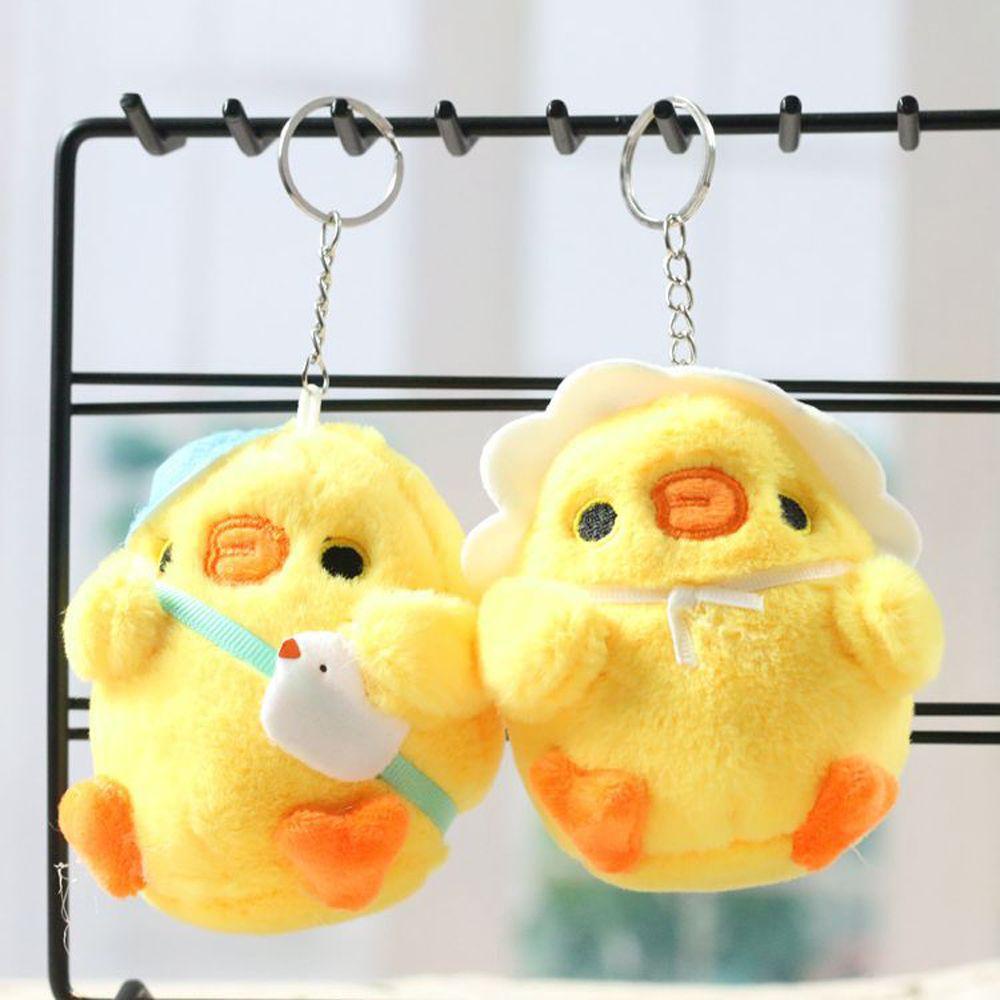 Móc Chìa Khóa Hình Chú Gà Nhồi Bông Màu Vàng Mini Dễ Thương