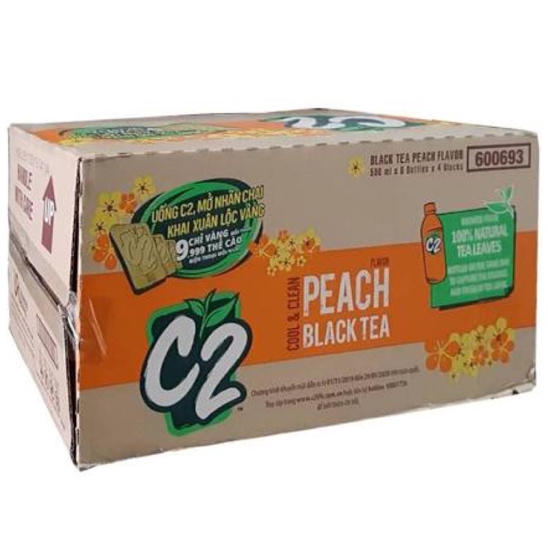 Thùng 24 Chai C2 Hương Chanh/ Đào 455ml ( có lốc lẻ )