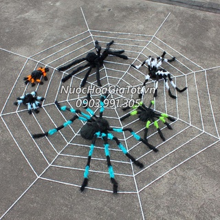 Nhện lông đủ màu 30cm, 50cm, 75cm, 90cm, 1m2, mạng nhện 1m5 phụ kiện hóa trang trang trí tiệc Halloween