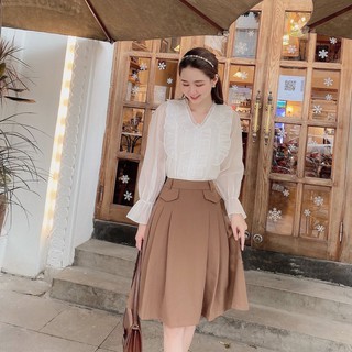 Chân Váy Xòe Công Sở Chữ A Dáng Dài Thiết Kế Xếp Ly Sườn Dáng Xòe Lefe CVR01