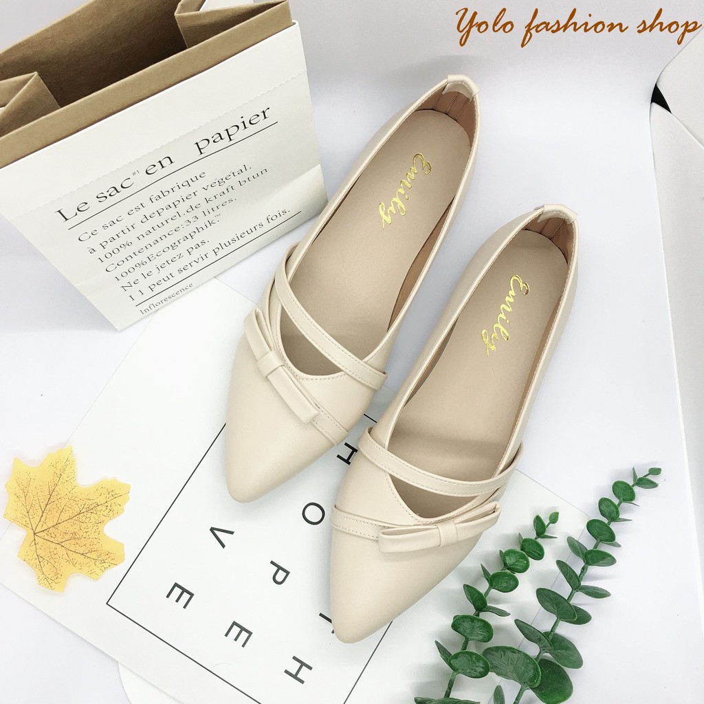 Hình thật -B5-Giày bệt búp bê nữ đính nơ hàng VNXK siêu mềm êm chân