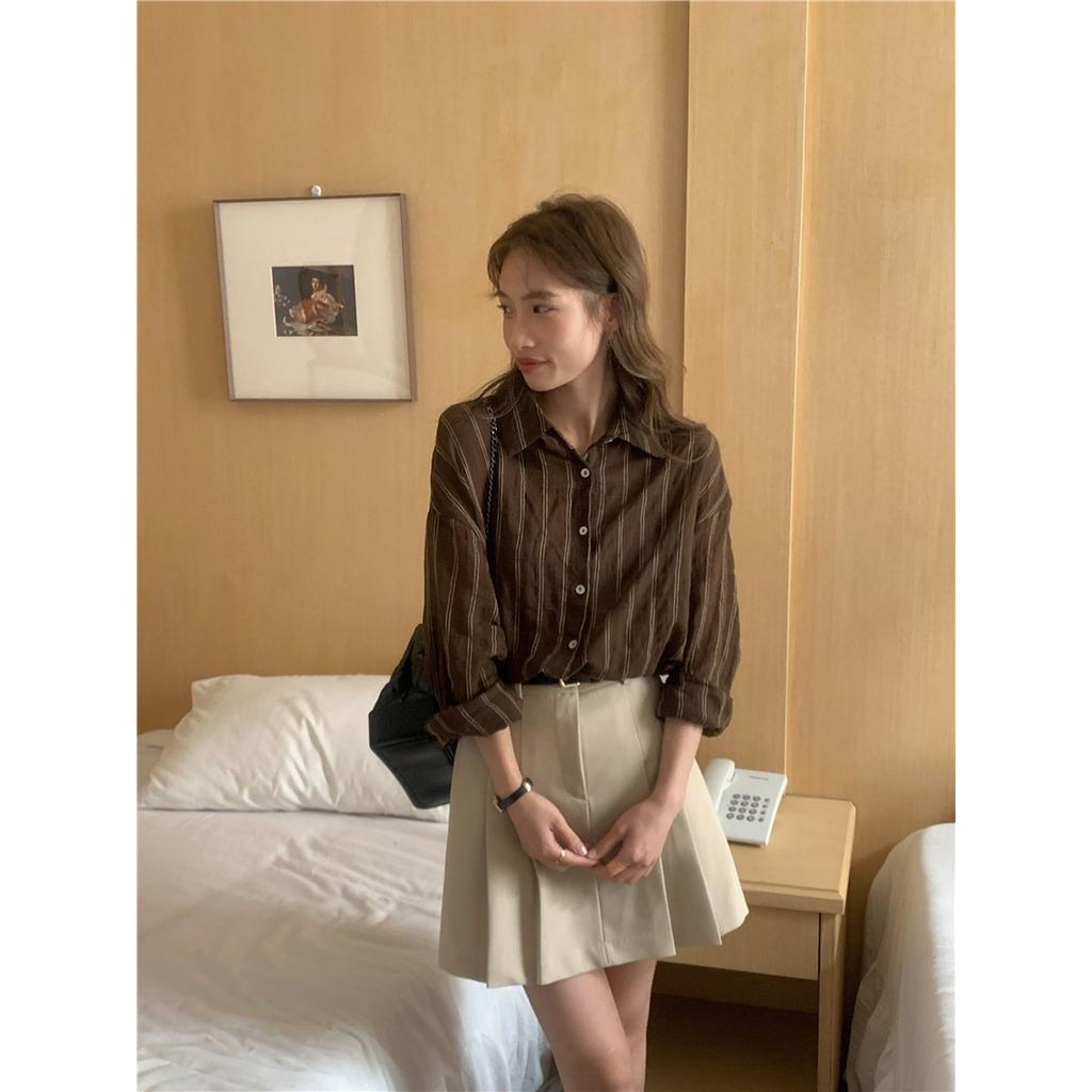 Áo Sơ Mi Chống Nắng Mỏng Thoải Mái Họa Tiết Kẻ Sọc 2 Màu Tùy Chọn 63854