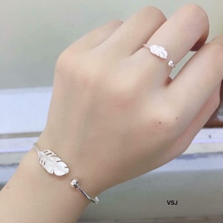 (Siêu rẻ) Combo vòng tay + nhẫn lông vũ