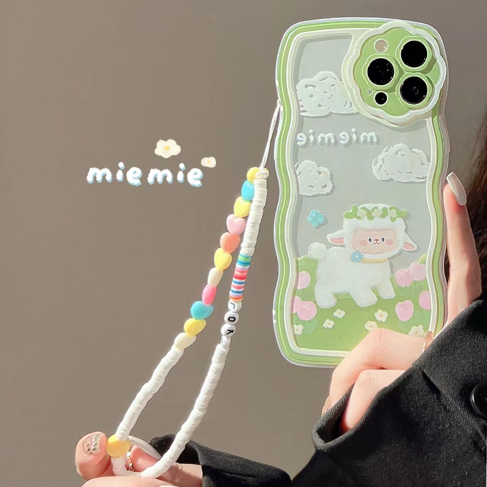 Ốp Điện Thoại tpu Mềm Họa Tiết Cừu Gắn Dây Xích Cho Iphone 12 pro max 11 pro max xs max xr x 13promax 7plus