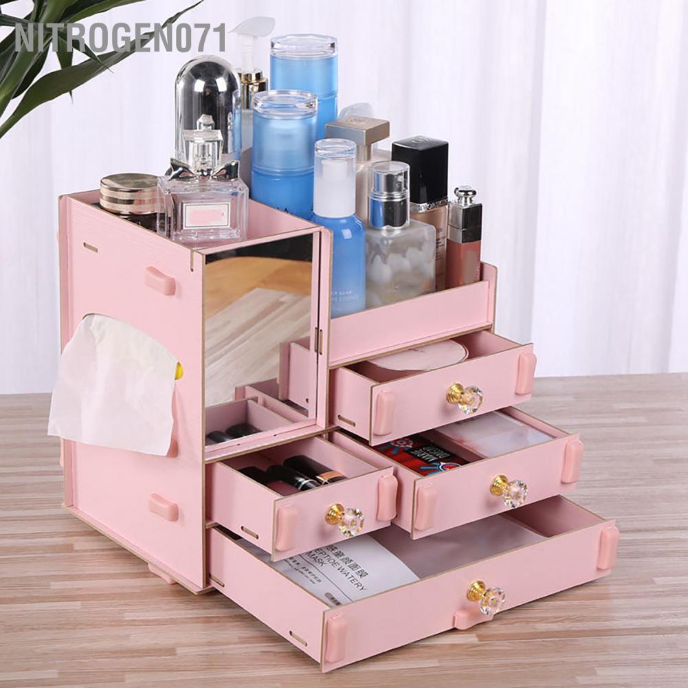 Nitrogen071 Makeup Storage Box Four Draw Design Large Capacity Beautiful Cosmetic Case Display for Dressing Table Desktop