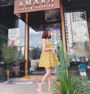 Đầm 2s caro cúp