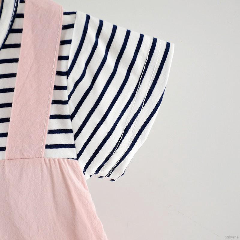 ♕ babyme ღ Girls Fake Two Piece Short Sleeved Sweet Princess Dress