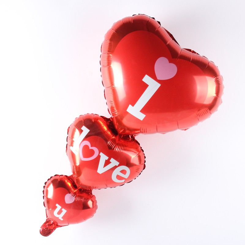 Bóng tráng nhôm trái tim 3 tầng (40x80cm) i love you