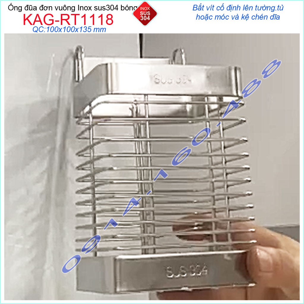 Ống đũa đơn KAG-RT1118, ống đựng đũa nhà bếp Inox SUS304 siêu bền giá tốt sử dụng tốt