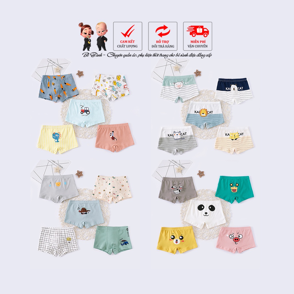 SET 5 chiếc quần lót cho bé trai CAO CẤP quần chip đùi trẻ em chất cotton hàng xuất khẩu