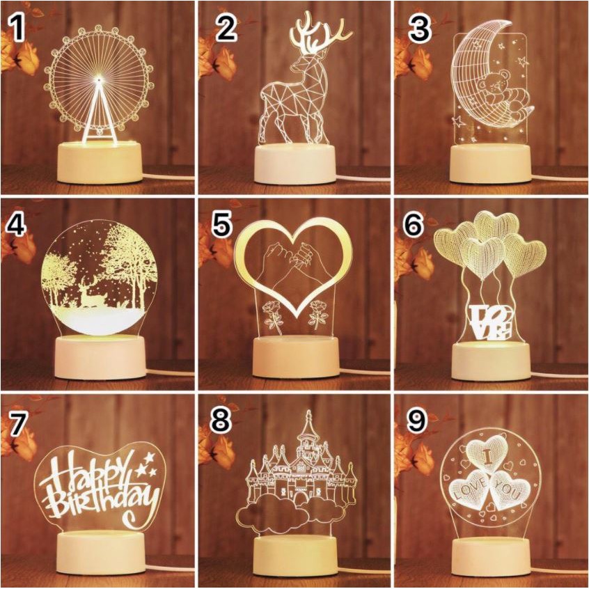 Đèn ngủ 3D để bàn, đèn trang trí phòng ngủ, khắc theo yêu cầu - Làm quà tặng sinh nhật, quà tặng đám cưới