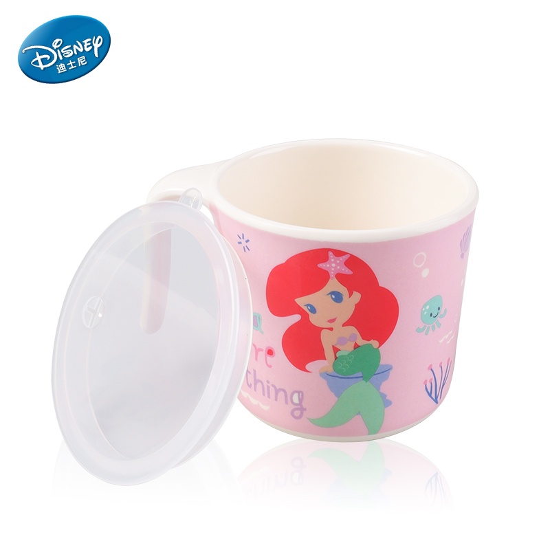 Ly Melamine tay cầm Disney có nắp cho bé