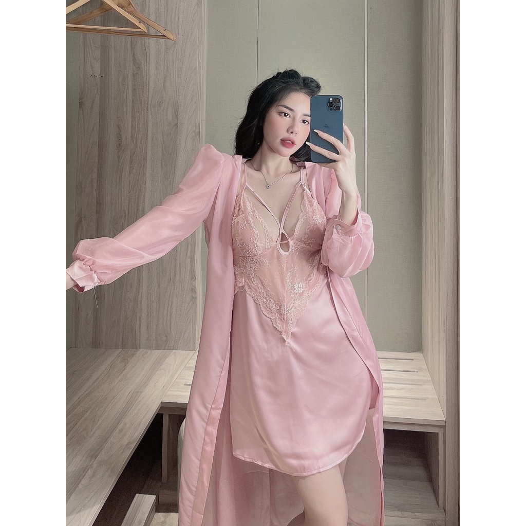 Đầm Ngủ Nữ 2 dây Sexy lụa satin - latin Siêu Mát 6 màu ĐN105