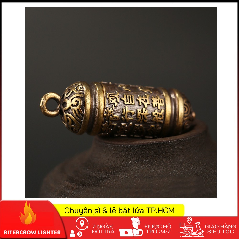 Tượng Nhỏ Phong Thủy Bằng Đồng Kiểu Dáng Hình Trụ Kinh Phật, Đem Lại Sự May Mắn Tài Lộc (Kích Thước: 3.8cm x 1.3cm)