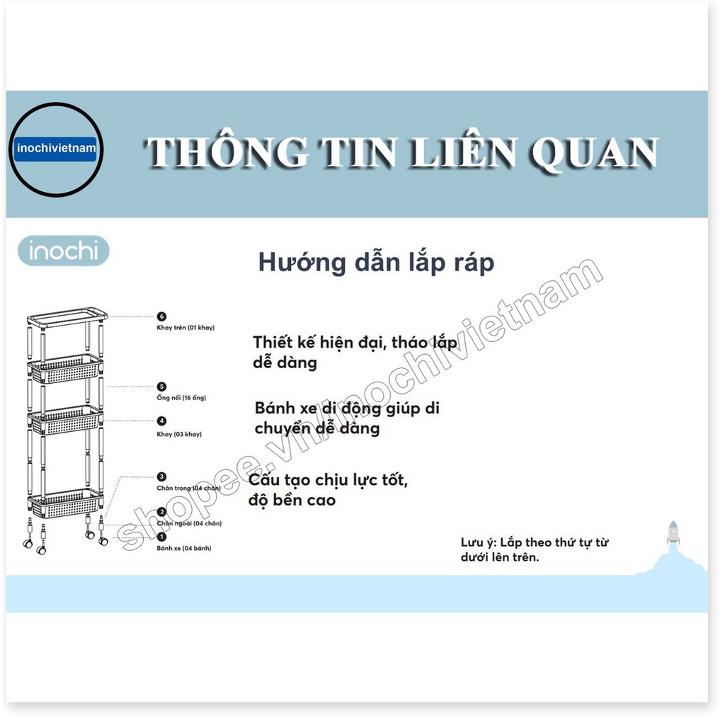 [Tặng Quà]Kệ để đồ -đa năng di động dùng cho nhà tắm phòng khách phòng ngủ INOCHI KE006