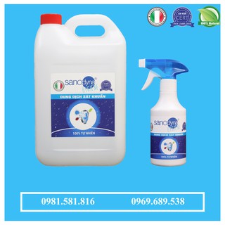 Combo 1 Can 5 lít và 1 Chai 250ml dung dịch sát khuẩn 100% tự nhiên thương hiệu Sanodyna công nghệ ITALIA