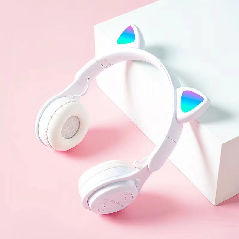 Tai Nghe Chụp Tai Mèo Kiểu Dáng Dễ Thương Có Micro | Headphone Bluetooth Tai Thỏ 5.0, Âm Bass Mạnh Mẽ