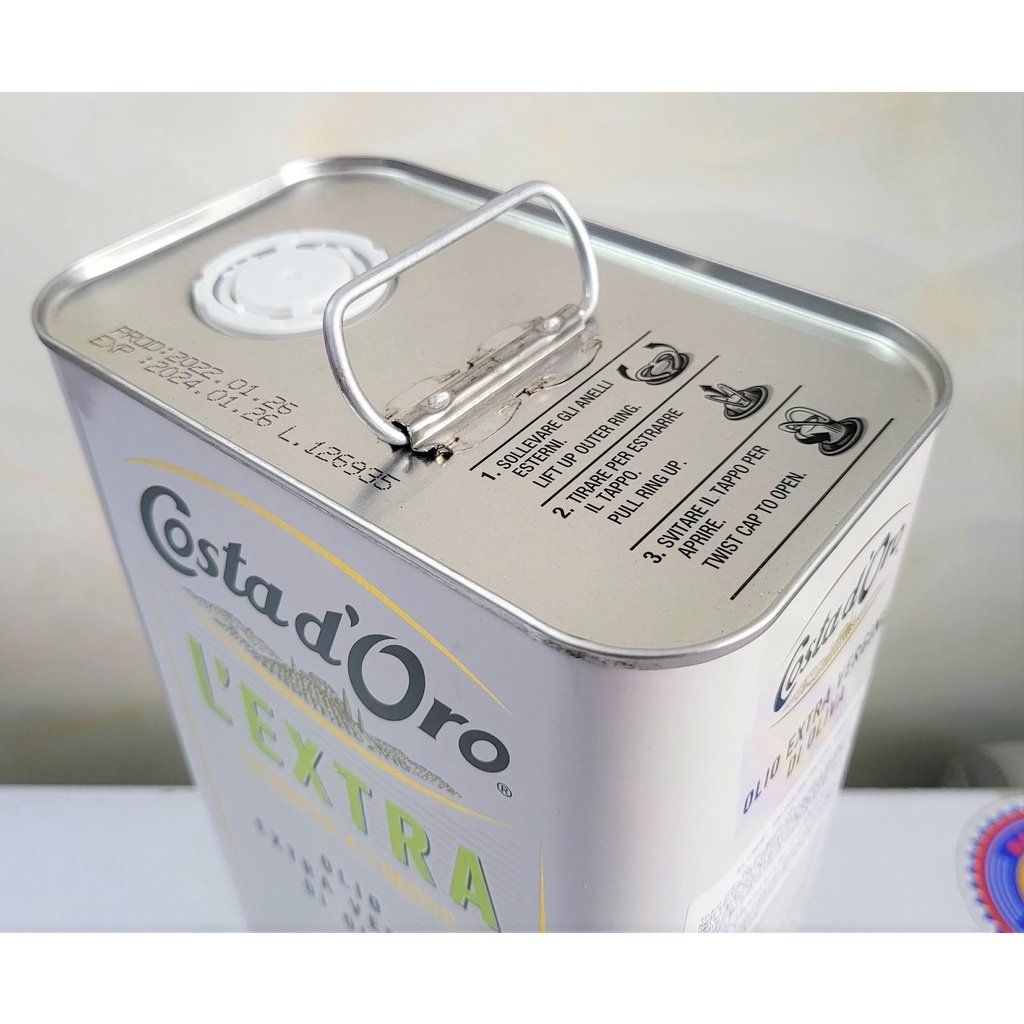 [CAN 3 Lít – EXTRA VIRGIN] DẦU Ô LIU NGUYÊN CHẤT ÉP LẠNH [Italia] COSTA D’ORO Olive Oil
