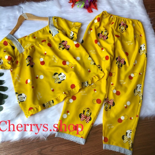 [Mã WABOOM giảm 15% đơn 99k] Đồ bộ ngủ tiểu thư cộc tay quần lở chất voan cat lụa phối gen mẩu mới