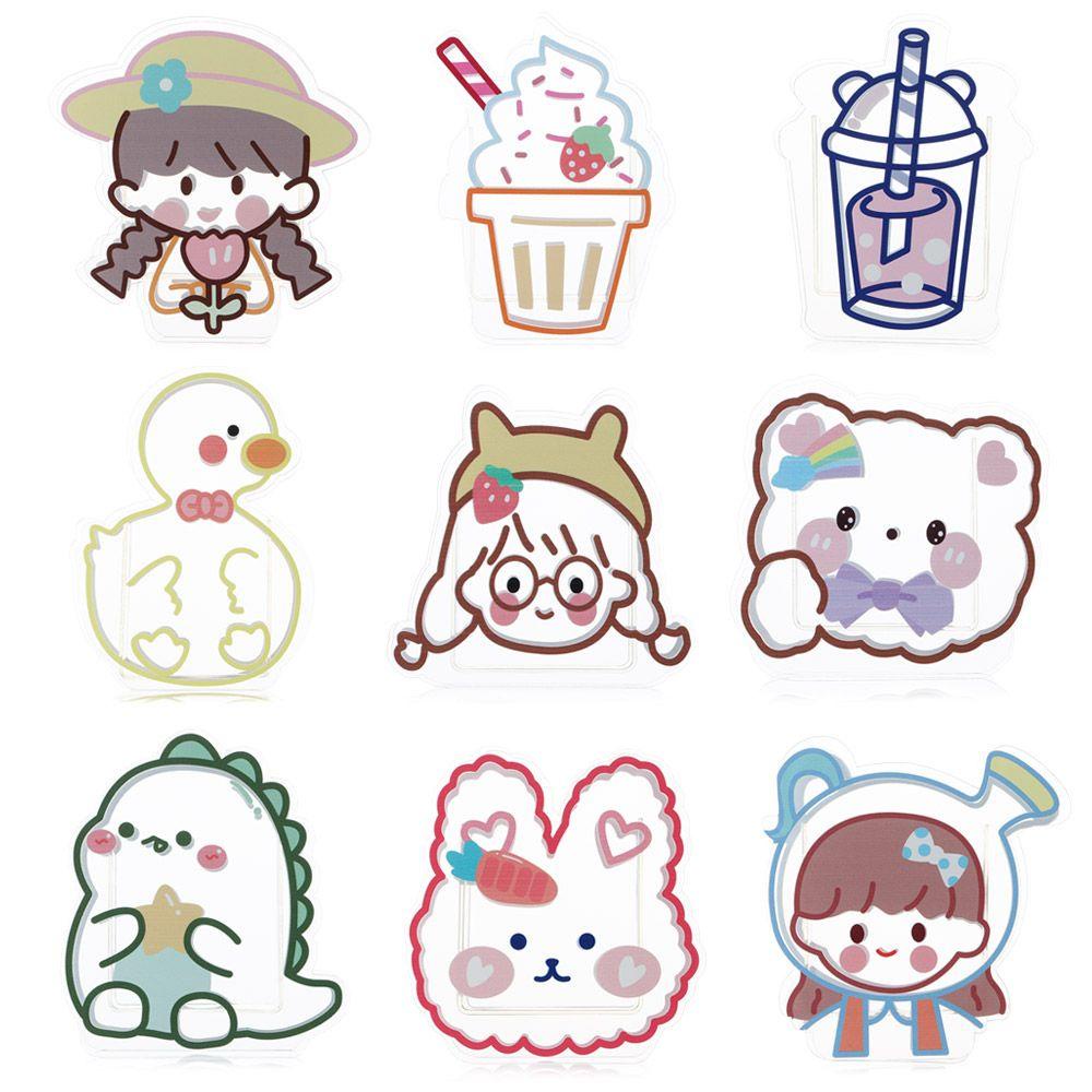 DORAW Multifunction Cartoon Acrylic Pen Holder Ice Cream Desktop Organizer Transparent Pen Holder Box Coaster Clips Cute Office Stationery Vase Kawaii Cosmetics Storage Desk Storage Box