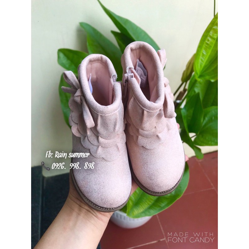 Boot da lộn hồng nhũ cho bé- ảnh thật