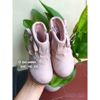 Boot da lộn hồng nhũ cho bé- ảnh thật